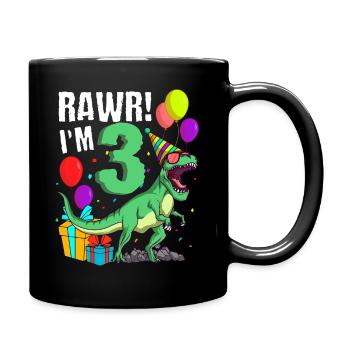 3rd birthday I am 3 years T-Rex dinosaur - Full Colour Mug - black - Right