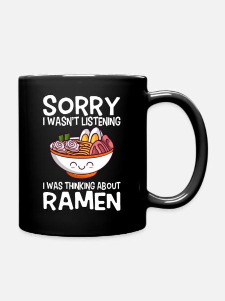 Kawaii Anime Japonais Coréen Ramen Noodle Soup - Mug uni - noir
