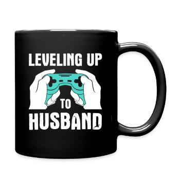 Leveling Up To Husband - Tasse einfarbig - Schwarz - Rechts