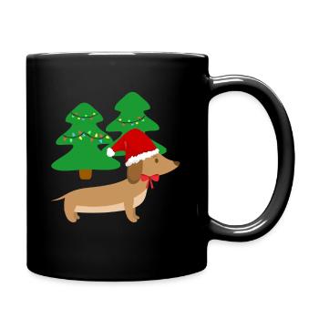 Funny Cute Christmas Dachshund Christmas Gesch - Full Colour Mug - black - Right