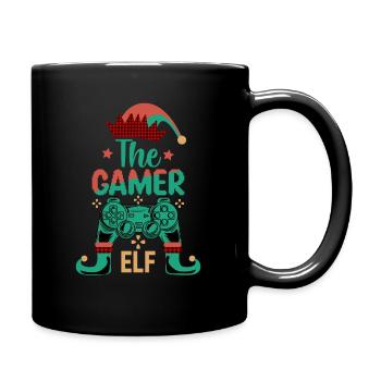 Das Gamer Elf Lustiges Retro Weihnachten T-Shirt Design - Tasse einfarbig - Schwarz - Rechts
