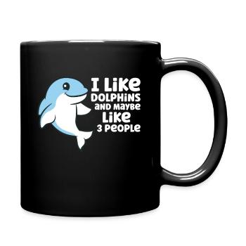 Dolphin Watching I Like Dolphins And Maybe Like 3 - Full Colour Mug - black - Right