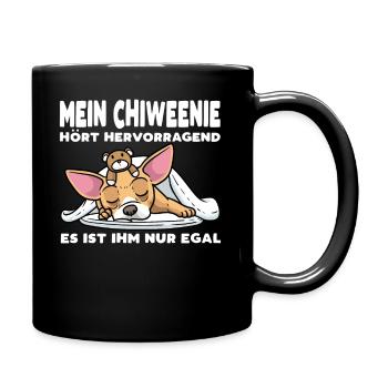 Chiweenie Hund Mit Kuscheltier Schlafen Schlummern - Tasse einfarbig - Schwarz - Rechts