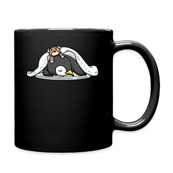Lustiger Schlafender Pinguin Mit Schlafendem - Tasse einfarbig - Schwarz - Rechts