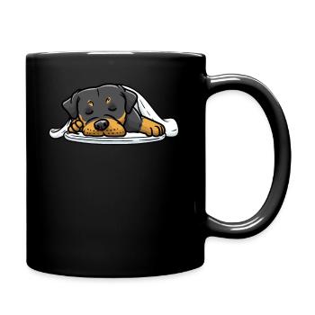 Rottweiler Dog Sleeping Slumbering - Full Colour Mug - black - Right