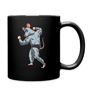 Ratte Fitness Fitnessstudio Motivation - Tasse einfarbig - Schwarz - Rechts