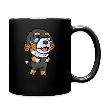 Bernedoodle Dog Laughing Emoticon Kawaii - Full Colour Mug - black - Right