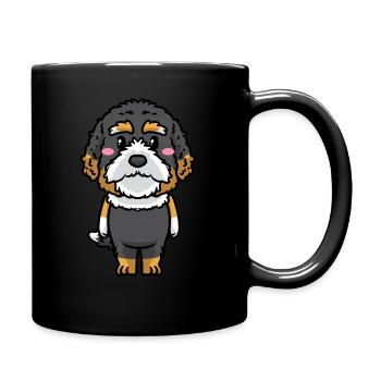 Bernedoodle Dog Laughing Emoticon Kawaii - Full Colour Mug - black - Right