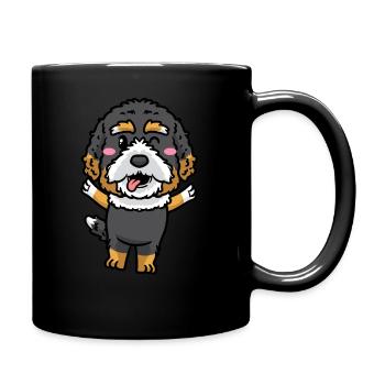 Bernedoodle Dog Laughing Emoticon Kawaii - Full Colour Mug - black - Right