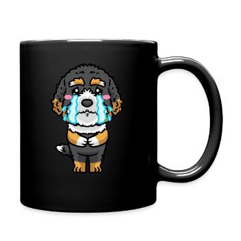 Bernedoodle Dog Laughing Emoticon Kawaii - Full Colour Mug - black - Right