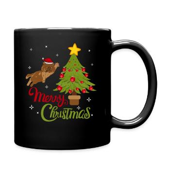 Katze und Weihnachten - Katzen Christmas Lustig - Tasse einfarbig - Schwarz - Rechts