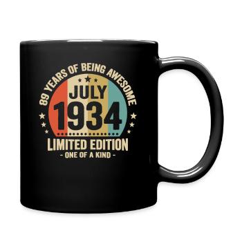 July 1934 89 Years Anniversary Vintage Gift - Full Colour Mug - black - Right