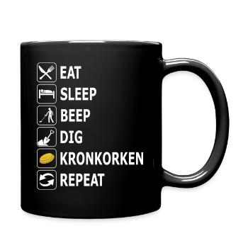 sondeln, Sondengänger, Kronkorken, Metallsuche - Tasse einfarbig - Schwarz - Rechts
