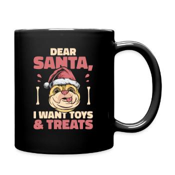 Lieber Weihnachtsmann Hund Mops Haustier - Tasse einfarbig - Schwarz - Rechts