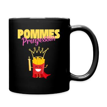 Pommes Prinzessin Fritten Kartoffel Spaß - Tasse einfarbig - Schwarz - Rechts