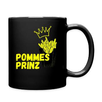 Pommes Prinz Fritten Pommesliebe Kartoffel - Tasse einfarbig - Schwarz - Rechts