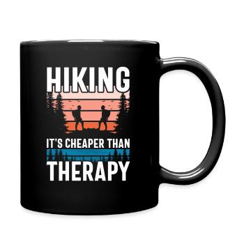 Hiking is cheaper than therapy - Full Colour Mug - black - Right