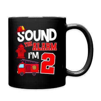Sound The Alarm 2 years 2nd birthday fire brigade - Full Colour Mug - black - Right