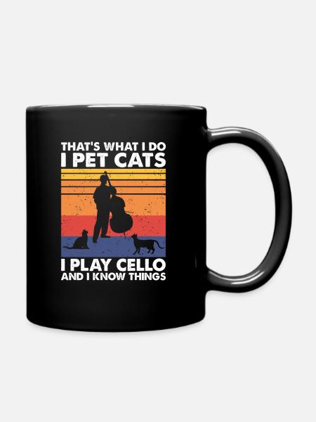 That's What Do Pet Cats Play Cello & Know Things - Tasse einfarbig - Schwarz
