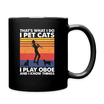 That's What Do Pet Cats Play Oboe & Know Things - Full Colour Mug - black - Right