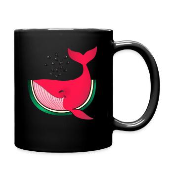 Wassermelone Melonenfrucht - Tasse einfarbig - Schwarz - Rechts