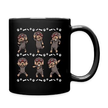 Rauhaardackel Hund Mit Sonnenbrille Tanzen - Tasse einfarbig - Schwarz - Rechts