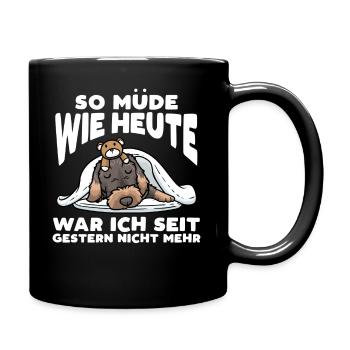 Rauhaardackel Hund Schlafen Schlummern So Müde Wie - Tasse einfarbig - Schwarz - Rechts