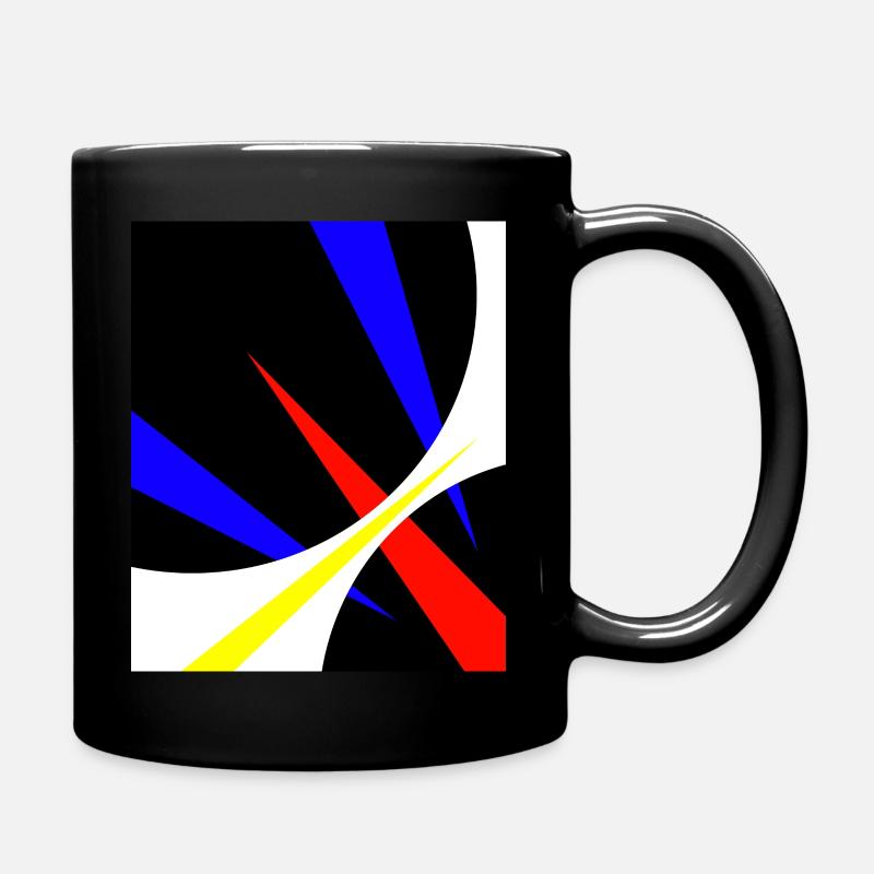 Smooth Cut Abstract Artwork Primary Colours - Full Colour Mug - black