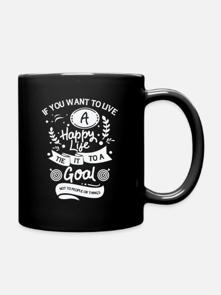Goal Life Quotes Happy Positive Message - Full Colour Mug - black