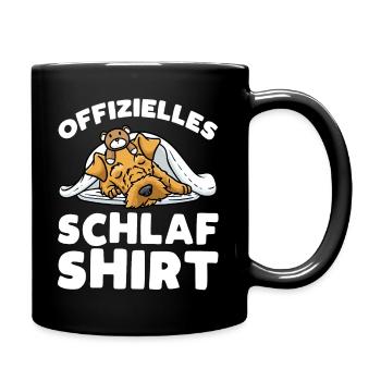 Welsh Terrier Hund Mit Kuscheltier Schlaf - Tasse einfarbig - Schwarz - Rechts