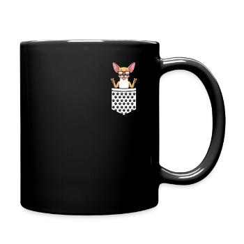 Chiweenie chien avec lunettes de soleil dans le sac - Mug uni - noir - Droite