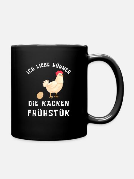 Funny Chicken Spruch Bäuerin Bauern Huhn Henne - Tasse einfarbig - Schwarz