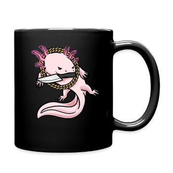 Axolotl Mit Messer Fischliebhaber Lustig - Tasse einfarbig - Schwarz - Rechts