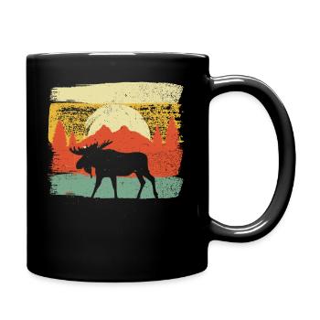 Vintage Elk Hunting Retro Huntsman Hunter Wildlife - Full Colour Mug - black - Right