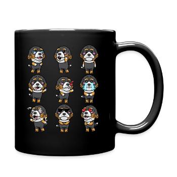 Bernedoodle Dog Emoticon Kawaii Aesthetics - Full Colour Mug - black - Right