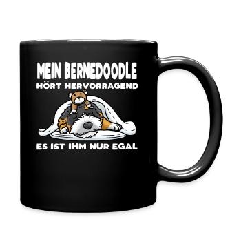 Bernedoodle Hund - Tasse einfarbig - Schwarz - Rechts