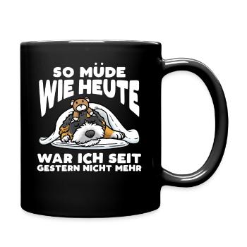 Bernedoodle Hund Mit Kuscheltier Schlaf Schlummern - Tasse einfarbig - Schwarz - Rechts