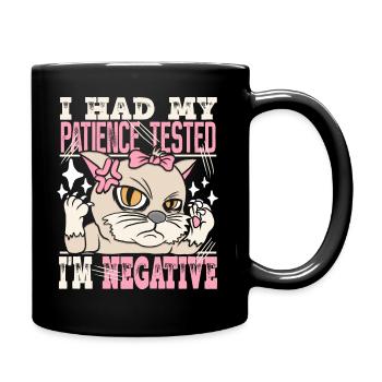 Patience Tested Negative Cat Cat Lovers - Full Colour Mug - black - Right
