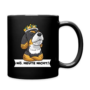 Bernedoodle Hund Stur Mit Krone - Tasse einfarbig - Schwarz - Rechts