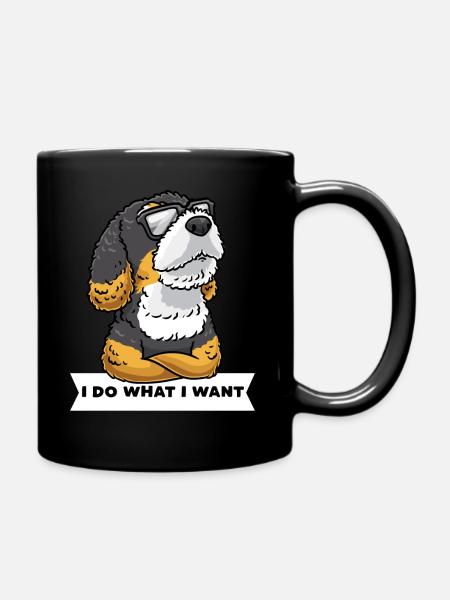Bernedoodle Hund Mit Sonnenbrille - Tasse einfarbig - Schwarz