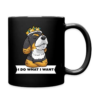 Bernedoodle dog with crown - Full Colour Mug - black - Right