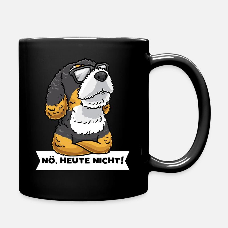 Bernedoodle Hund Stur Mit Sonnenbrille - Tasse einfarbig - Schwarz