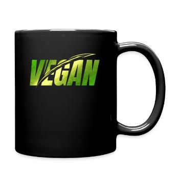 Green Logo With Leaves To Show You Live Vegan - Full Colour Mug - black - Right
