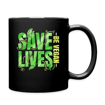 Save Lives - Be Vegan - Full Colour Mug - black - Right
