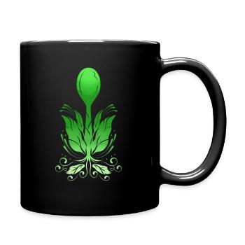 Spoon Growing Out Of Veggies, Go Vegan - Full Colour Mug - black - Right