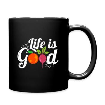 Orange And Radish Veggies Logo Life Is Good For A - Full Colour Mug - black - Right