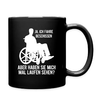 Rollstuhl Rollstuhlfahrer Geschenkidee Design Roll - Tasse einfarbig - Schwarz - Rechts