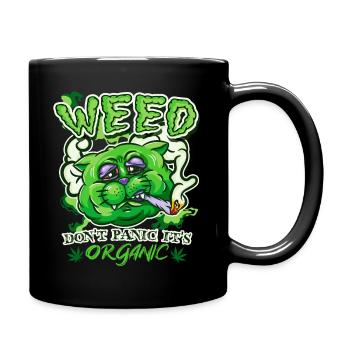 chat fumant de l’herbe Tee - Mug uni - noir - Droite