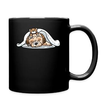 Chien maltipoo avec peluche dormant - Mug uni - noir - Droite