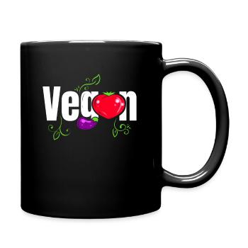 Heart Tomato And Eggplant Logo Go Vegan - Tasse einfarbig - Schwarz - Rechts